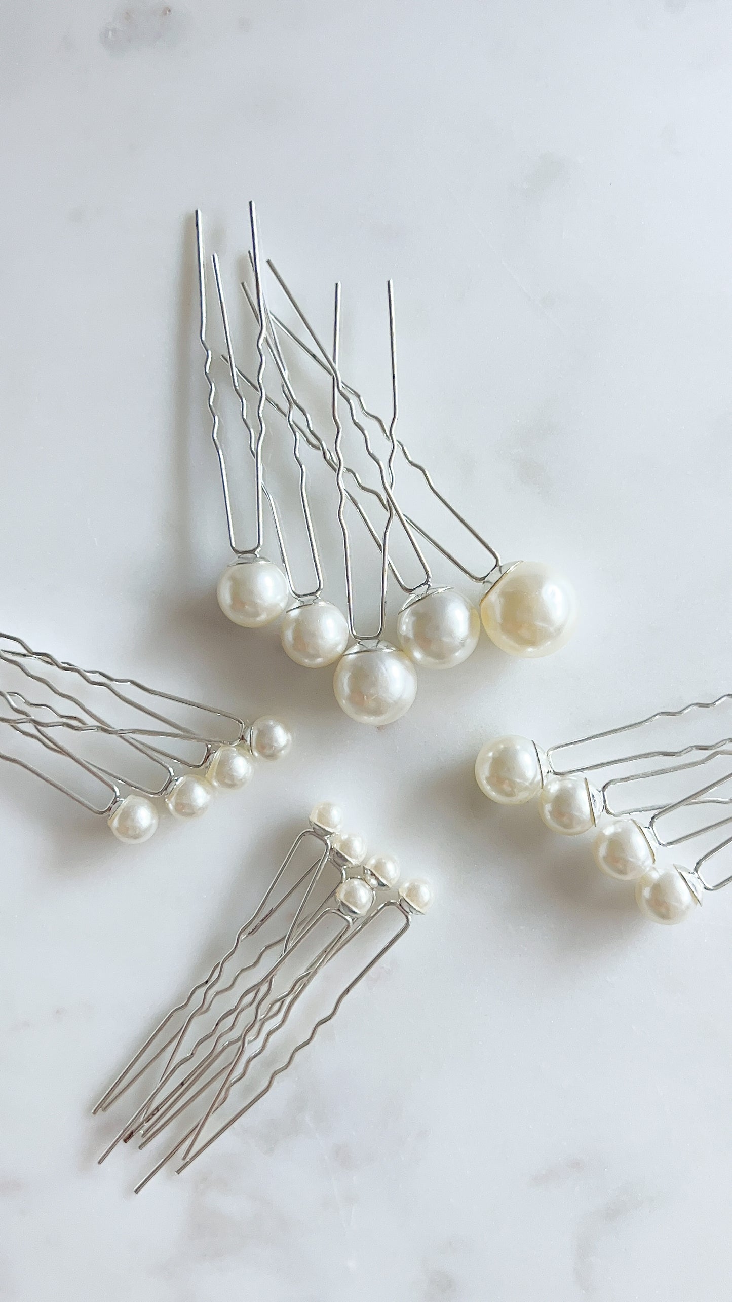 Ivy Pearl Hair Pins - Silver