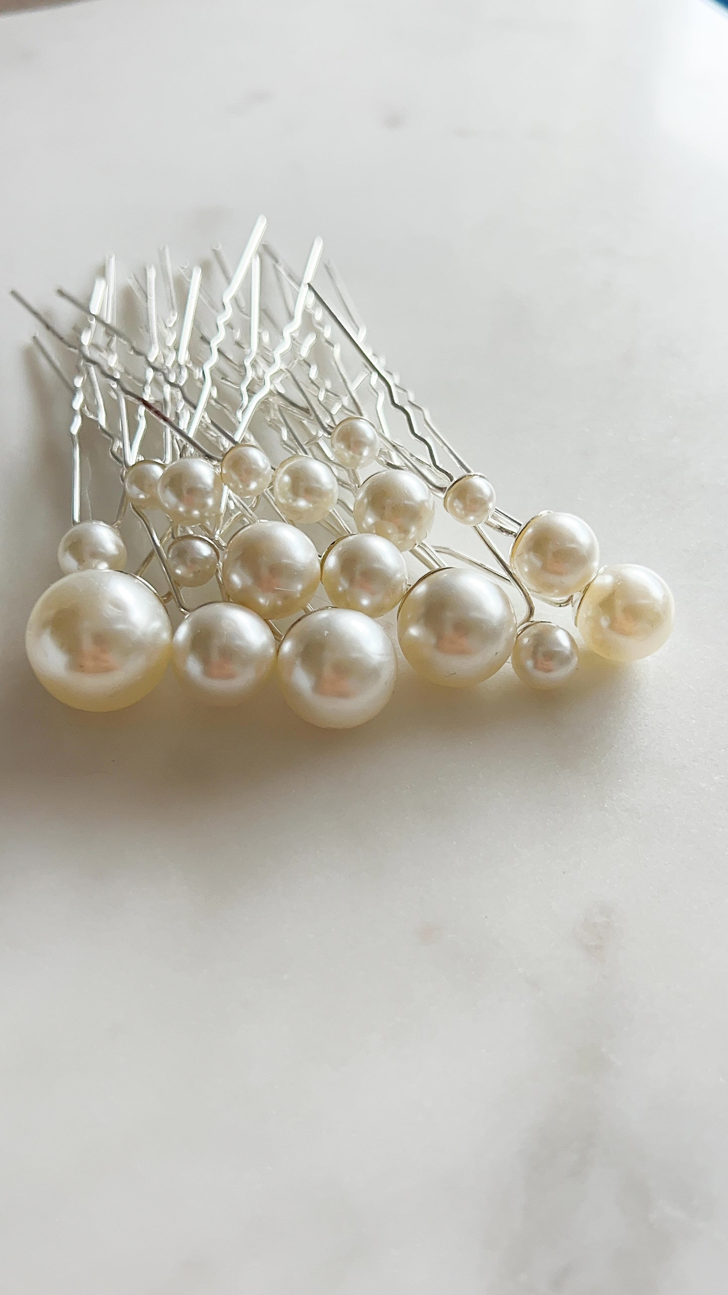 Ivy Pearl Hair Pins - Silver