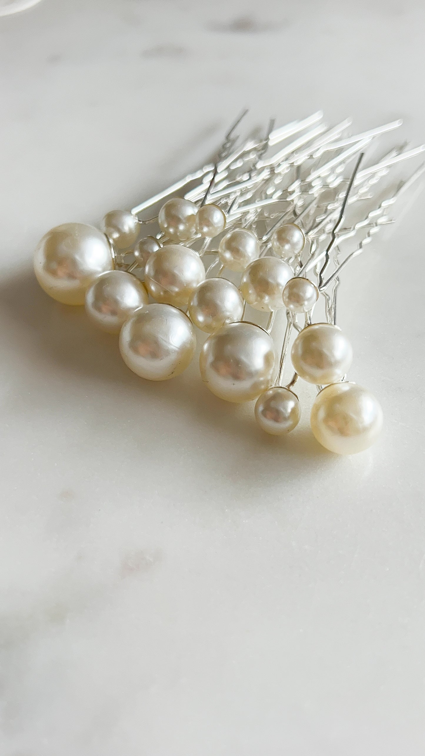 Ivy Pearl Hair Pins - Silver