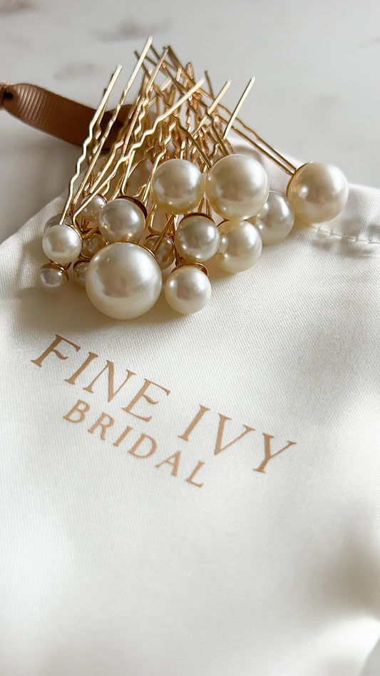 Ivy Pearl Hair Pins - Gold